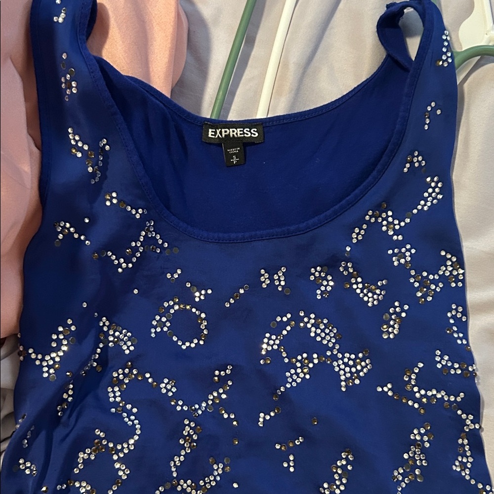 Express Royal Blue Sequin Tank Top